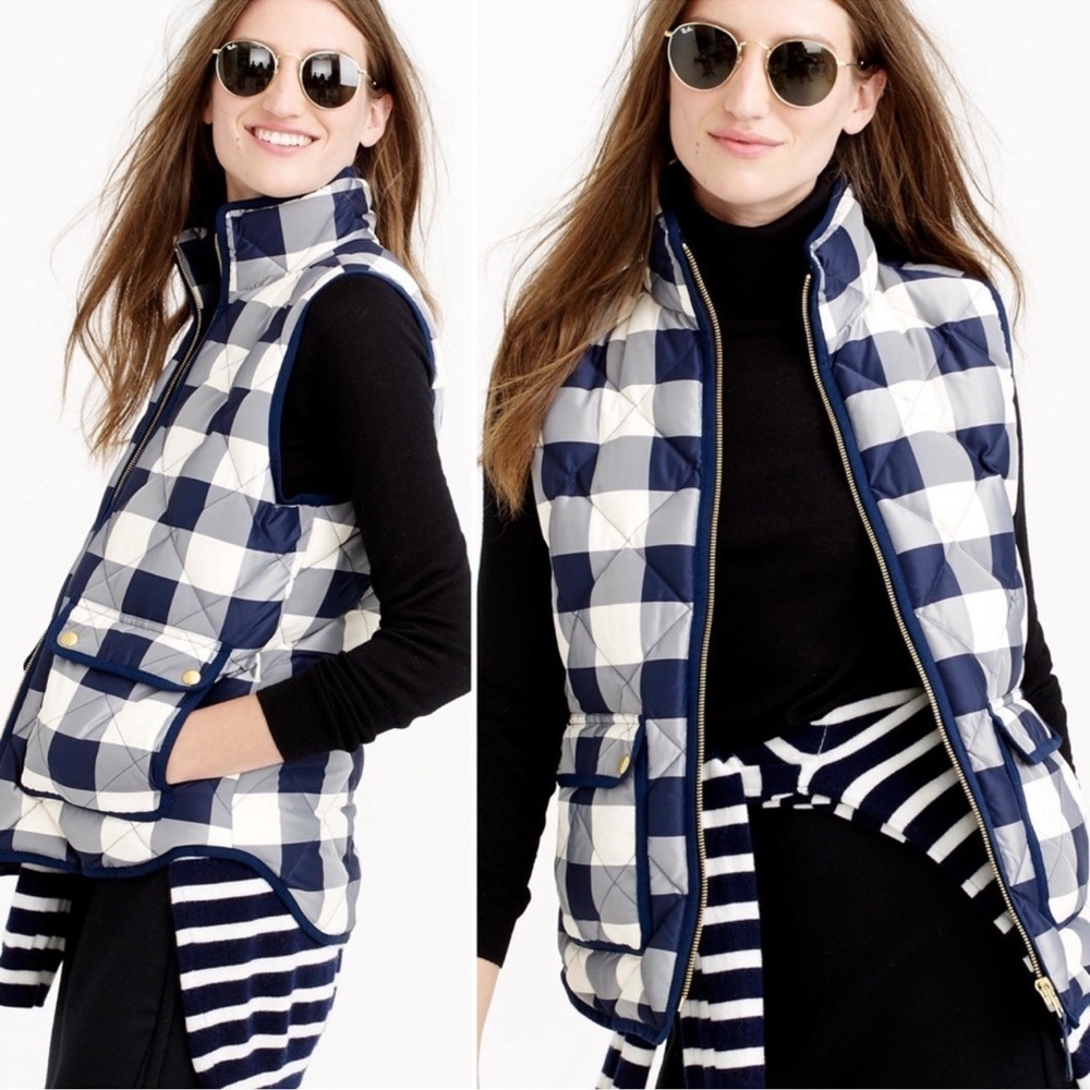 J. Crew Excursion Quilted Vest Buffalo‎ Check Plaid Sz M